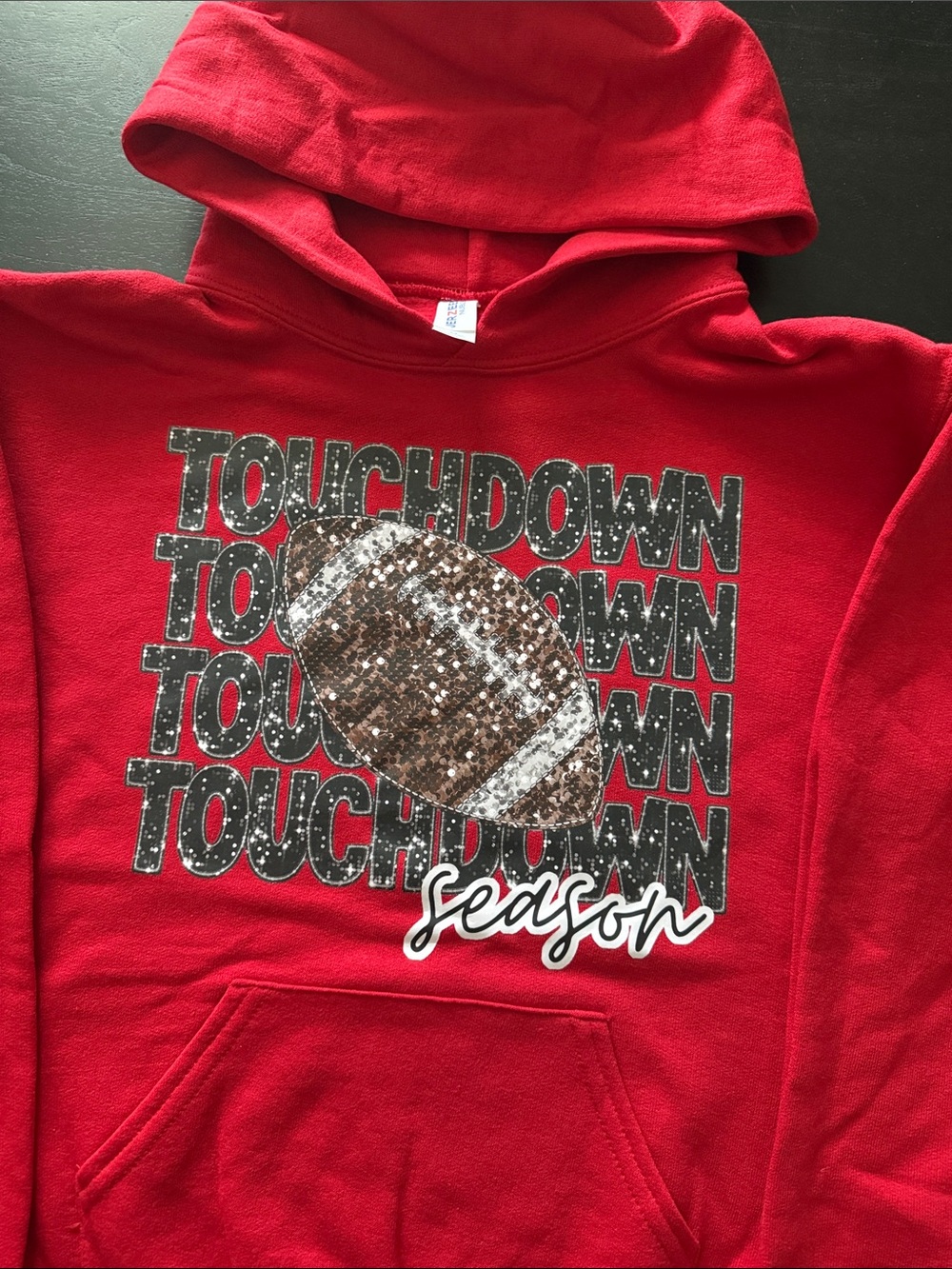 Red "Touchdown Season" Kids Hoodie with Football 🏈 Logo